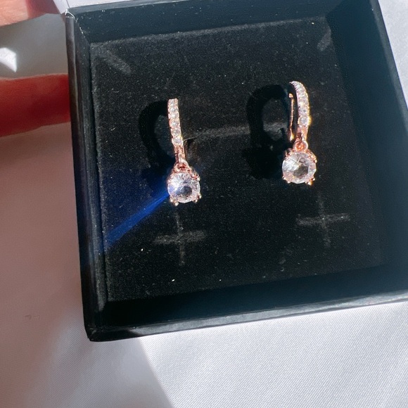 Cate & Chloe McKenzie 18k Rose Gold Plated Drop Dangle Earrings with Swarovski - Picture 6 of 9